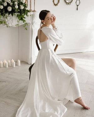 Chiffon wedding dress. Light white wedding dress.