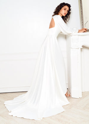Open back wedding dress. Long sleeve wedding dress online.